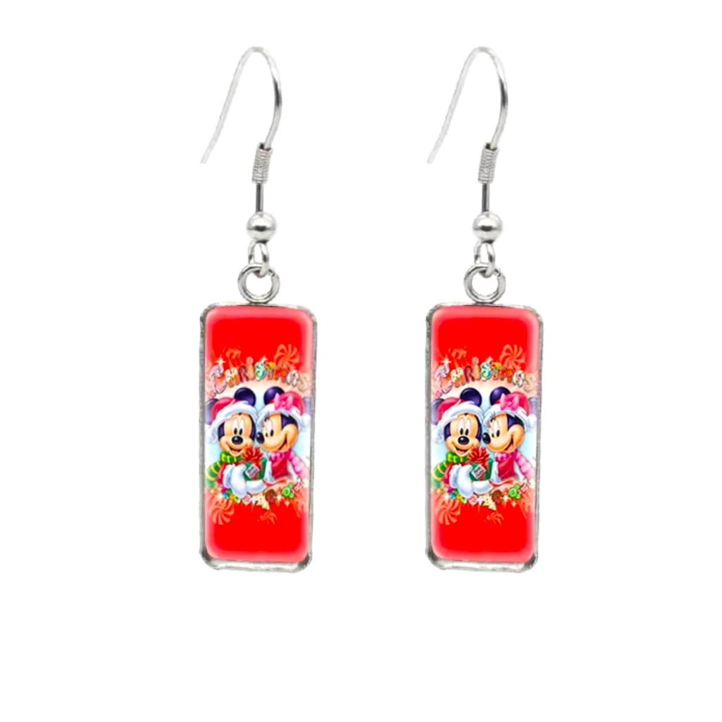 Nwt Minnie Mickey Christmas Earrings